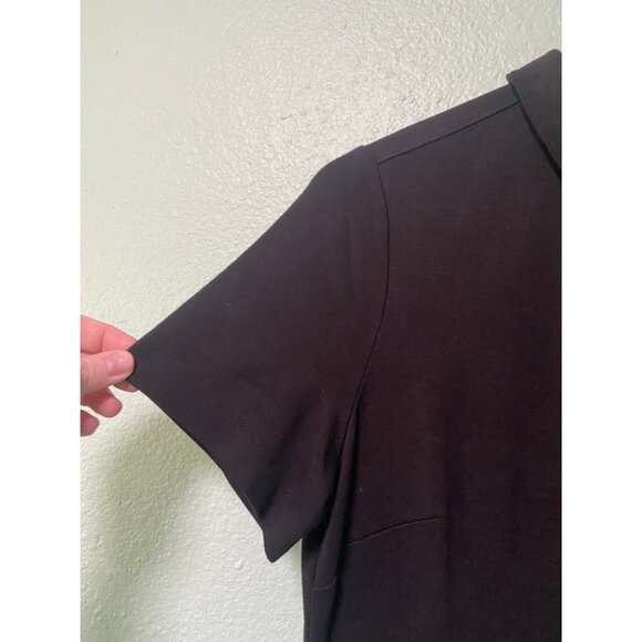 NWT Loft Women's Ponte Button Black and Gold Collared Pocket Shirt Dress Medium - Picture 7 of 11